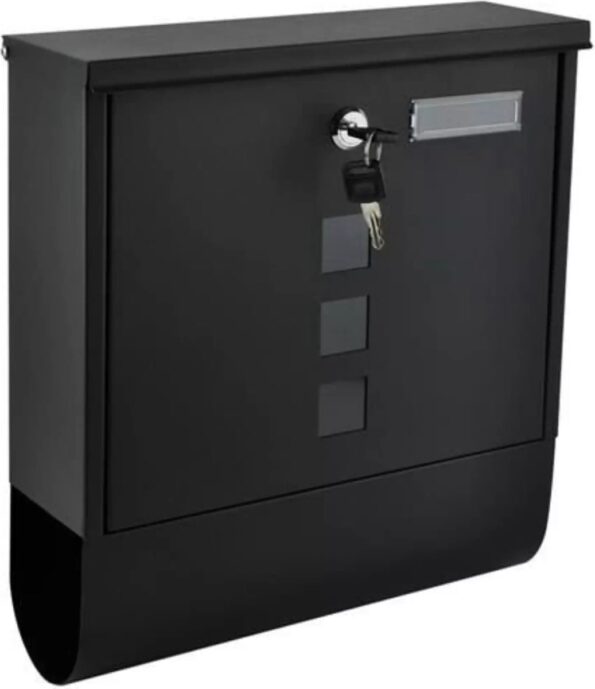 Wand brievenbus met Krantenrol – Brievenbus Zwart RVS voor Buiten & Muurmontage - Image 3