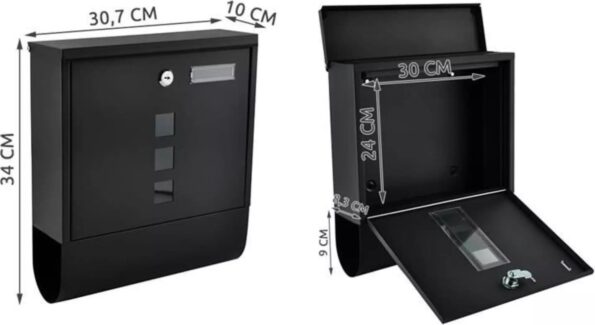 Wand brievenbus met Krantenrol – Brievenbus Zwart RVS voor Buiten & Muurmontage - Image 9