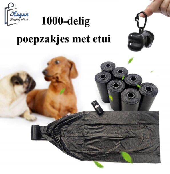 Hondenpoepzakjes – Set van 1000 Zwarte Poepzakjes met Houder – Sterk, Lucht- & Lekdicht – Poepzakjes Hond voor Wandelen & Uitstapjes - Image 5